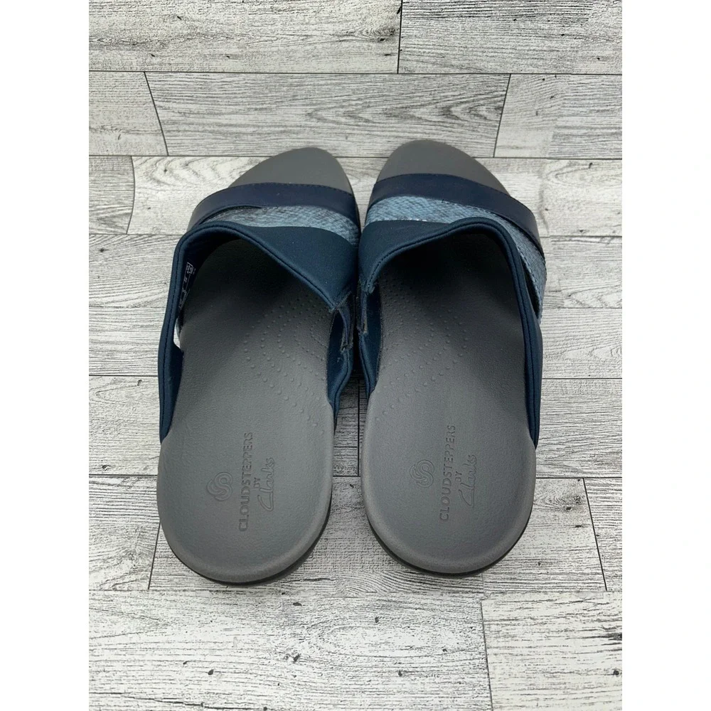 Clarks Cloudsteppers Women's Navy Blue Comfort‎ Slide Sandals Size 8 M